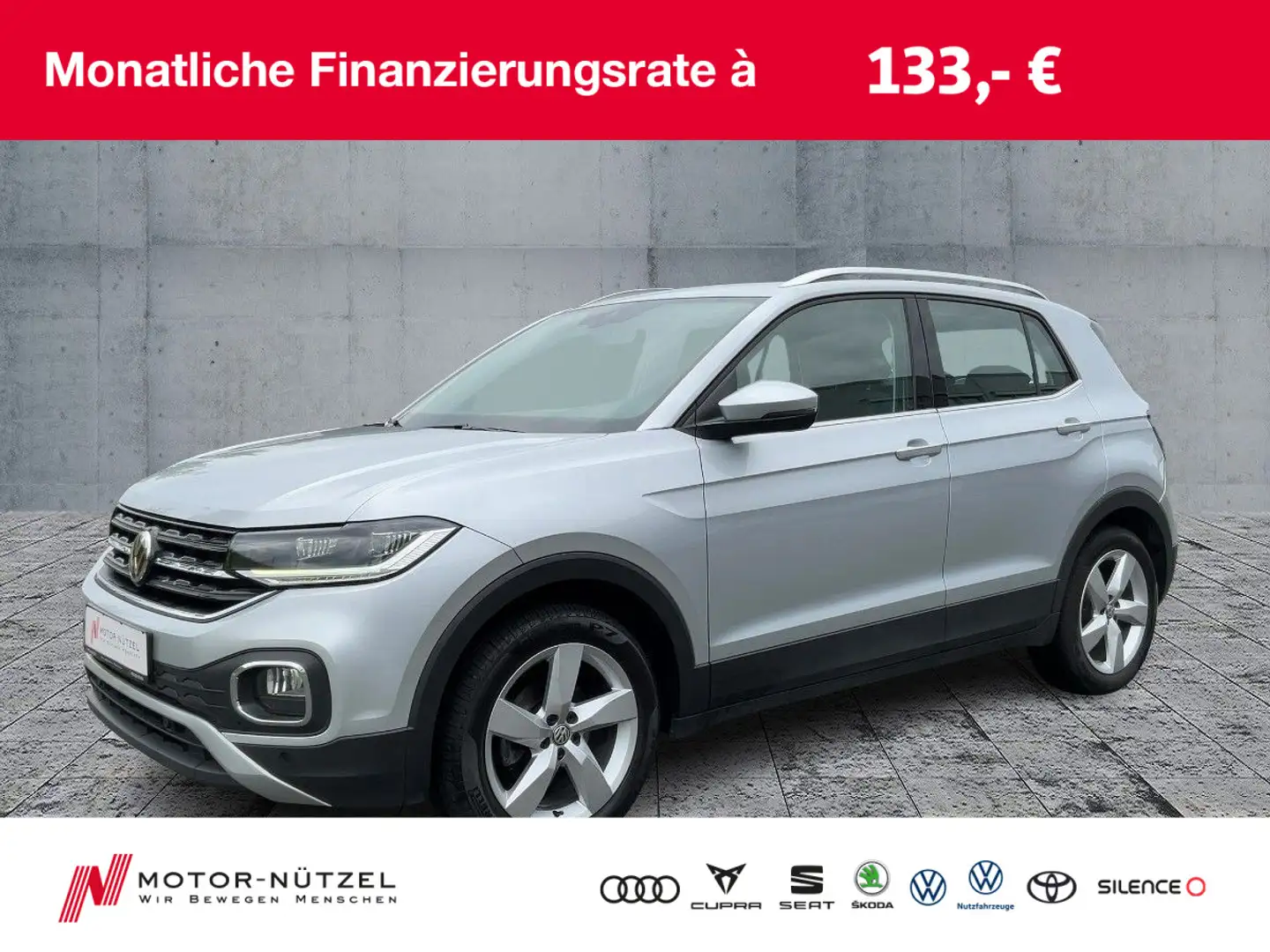 Volkswagen T-Cross 1.0 TSI STYLE LED+ACC+SHZ+2xPDC+GRA+NSW Silber - 1