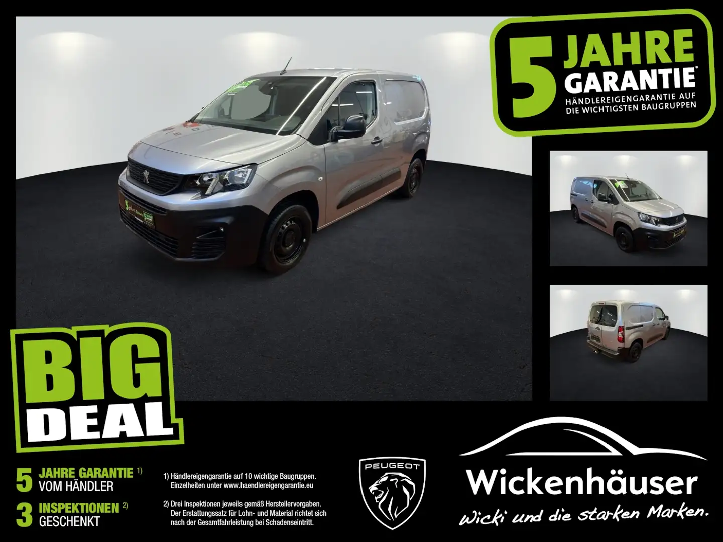 Peugeot Partner 1.5 BlueHDi L1 Premium AHK Navi PDC Klima Argent - 1