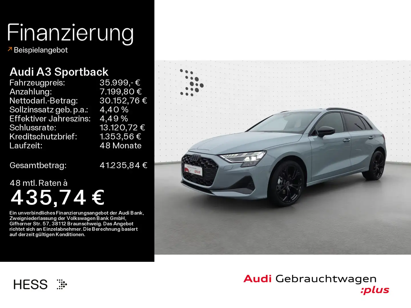 Audi A3 30 TFSI S-LINE*NAVI-PLUS*LED*AHK*KA Grau - 1
