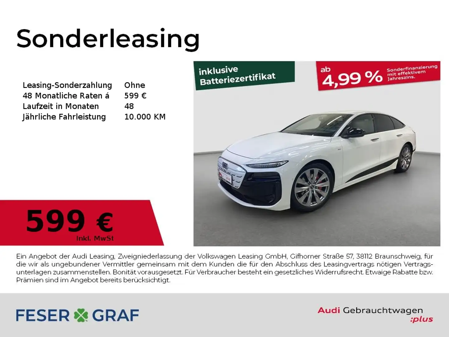Audi A6 e-tron Sportback S line performance AIR 360° Blanc - 1