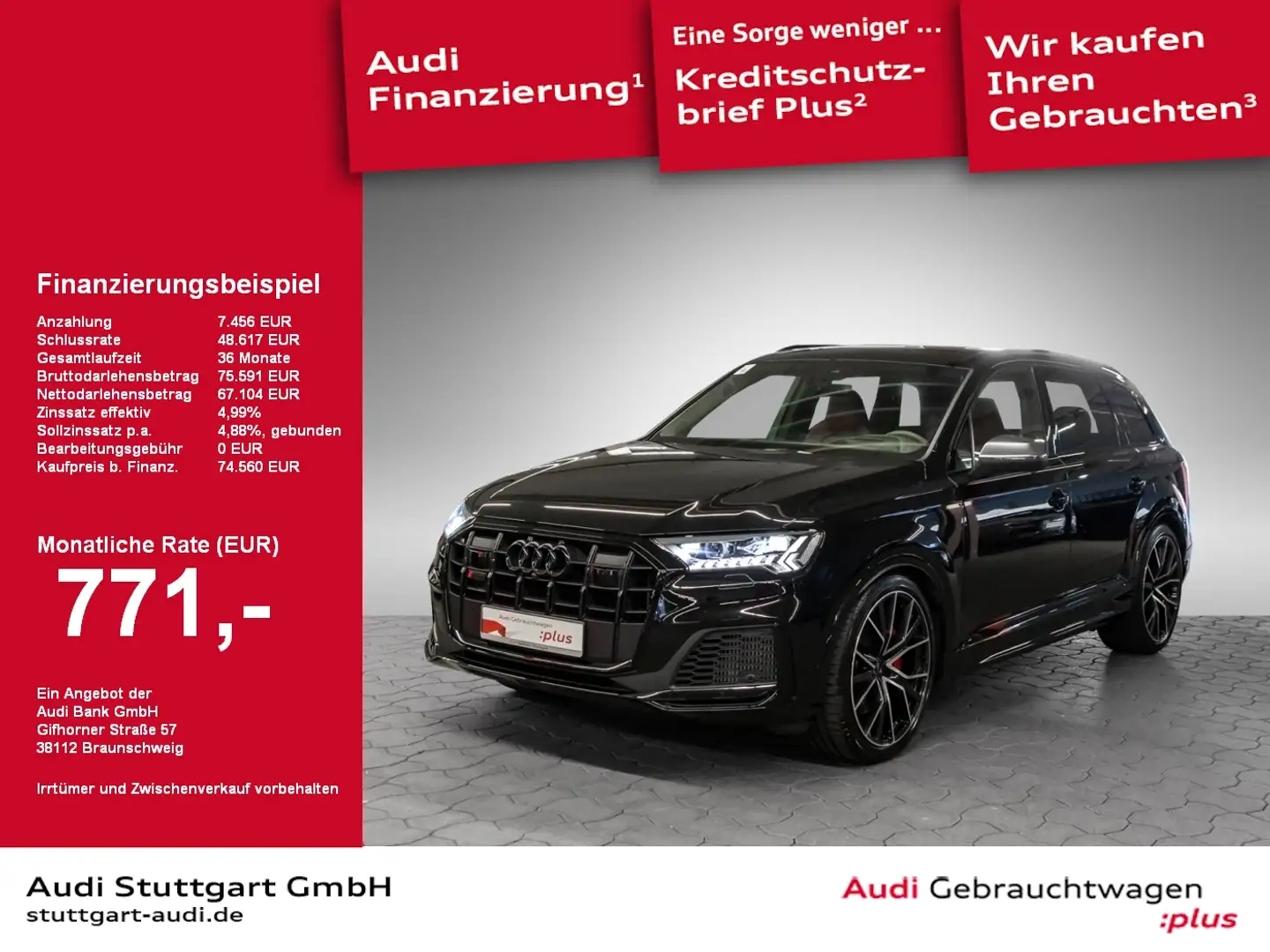 Audi SQ7 4.0 TFSI quattro Laser AIR Pano HuD B&O 22'' Negru - 1
