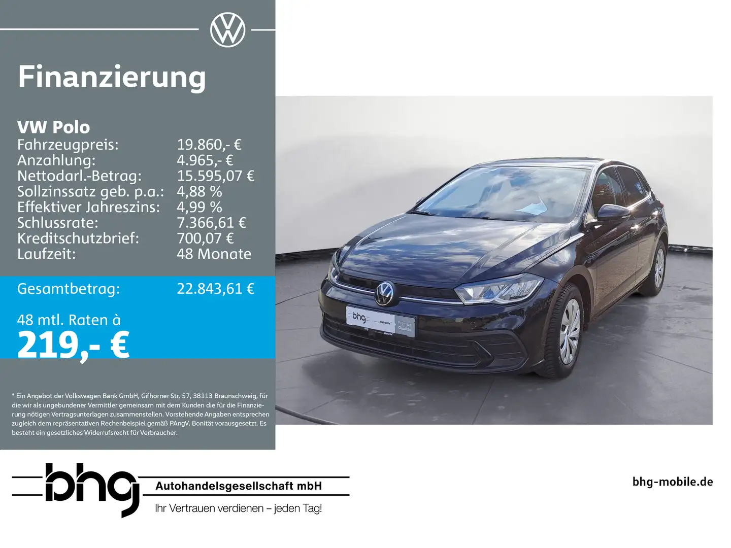 Volkswagen Polo 1.0 TSI OPF Life Schwarz - 1