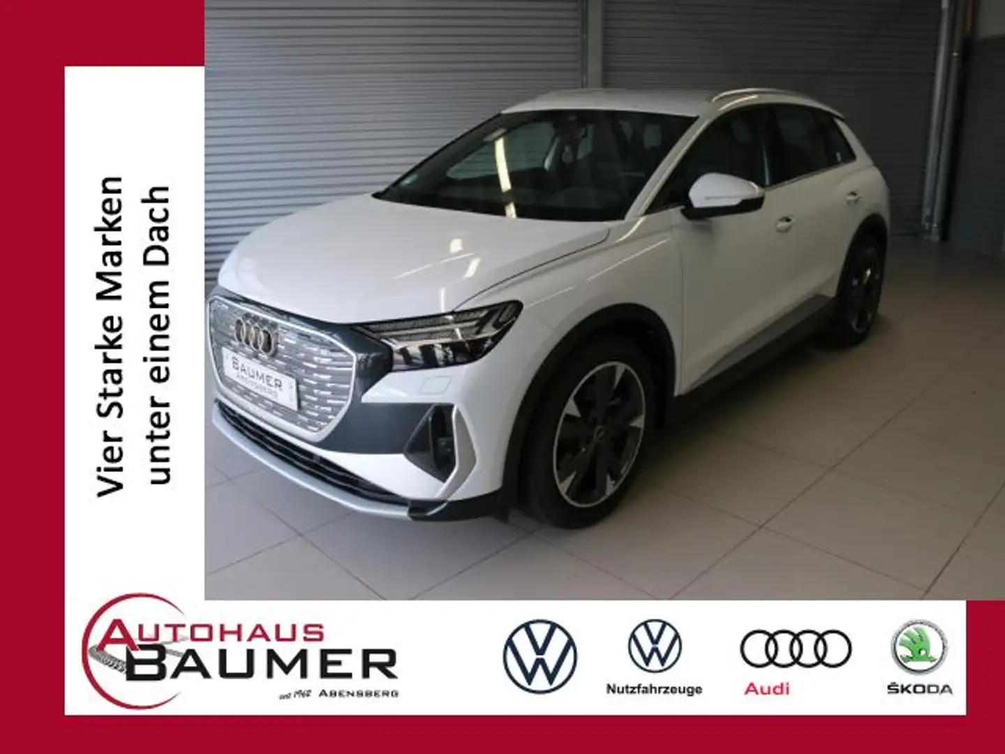 Audi Q4 e-tron S-Line 82 kWh AHK elektr.Sitze Navi LED Weiß - 1