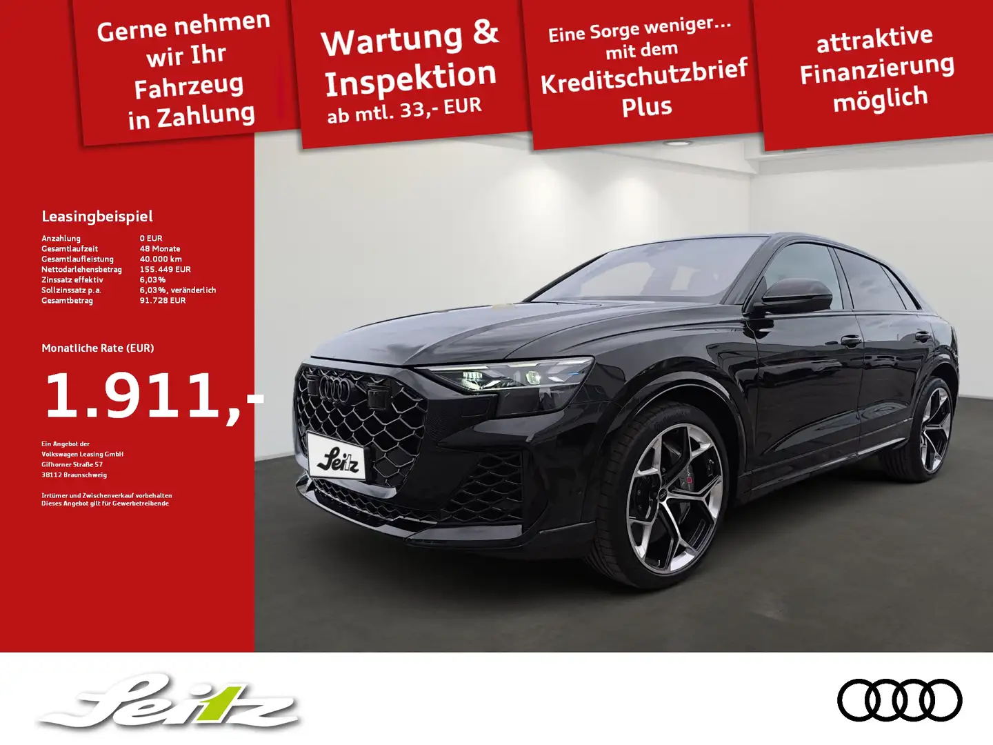 Audi RS Q8 RSQ8 performance 4.0 TFSI quattro *AHK*PANO* Noir - 1