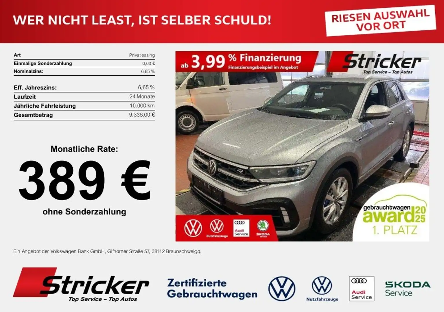 Volkswagen T-Roc R 2.0TSI 389,-ohne Anzahlung AHK Akrapovic Pano Silber - 2