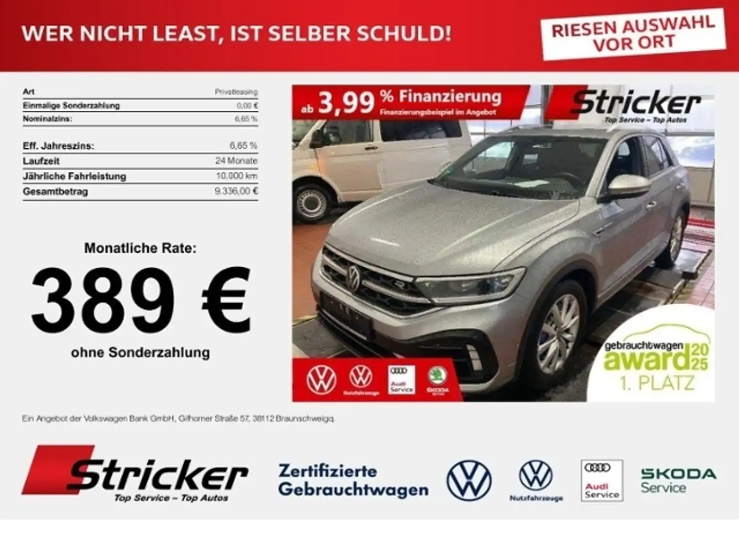 Volkswagen T-Roc R 2.0TSI 389,-ohne Anzahlung AHK Akrapovic Pano Silber - 1