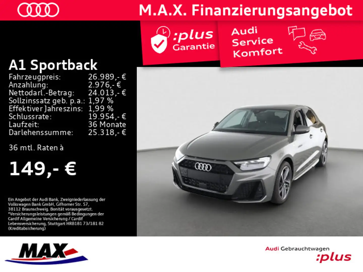 Audi A1 30 TFSI S-LINE  +LED+NAVI+VC+SONOS+ Grau - 1