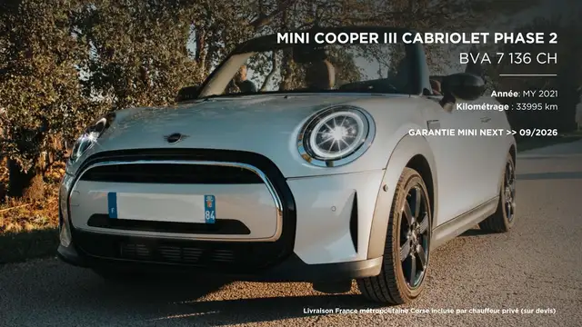 MINI Cooper Cabrio 136 ch BVA7 Cuir Chester Garantie BMW Premium