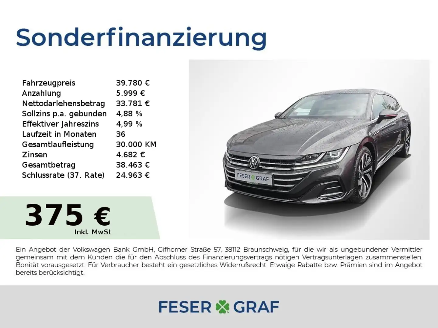 Volkswagen Arteon Shootingbrake R-Line 2.0 TSI DSG AHK ACC Grau - 1