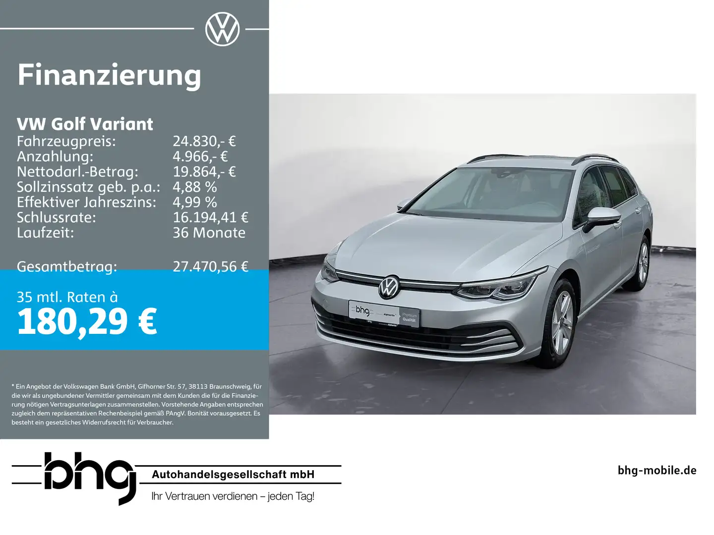 Volkswagen Golf Variant 1.5 eTSI OPF DSG Life Silber - 1