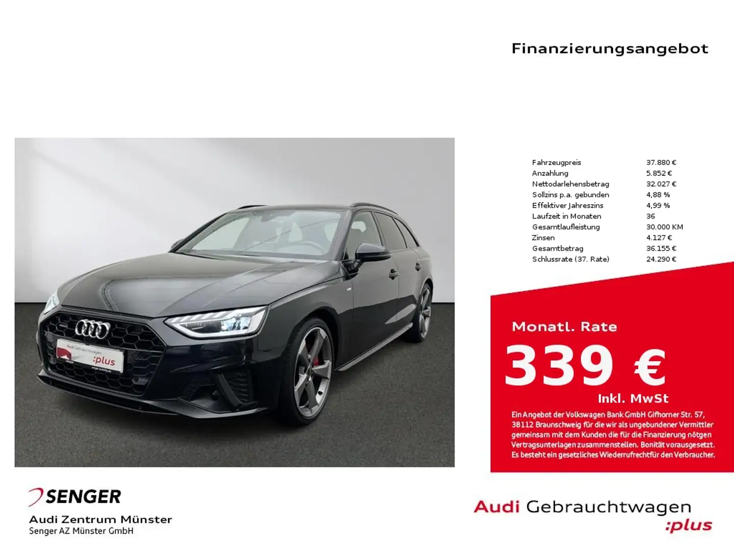 Audi A4 Avant 40 TDI quattro S line S tronic Matrix Schwarz - 1
