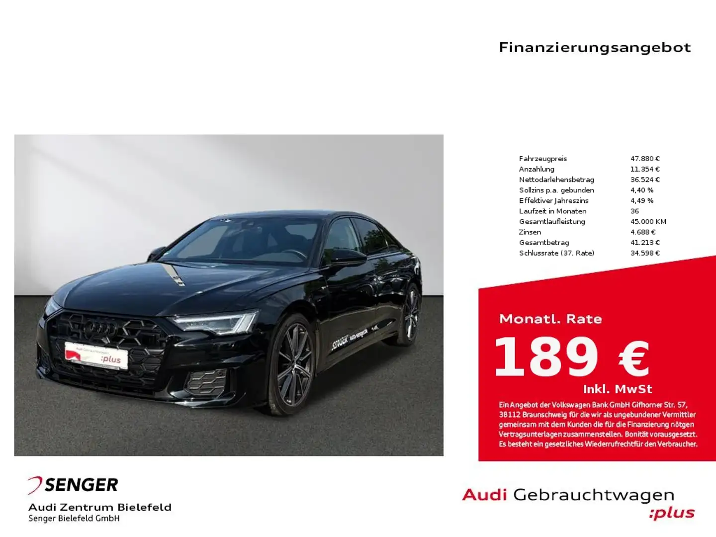 Audi A6 Limousine S line 45 TFSI MMI Matrix-LED AHK Nero - 1