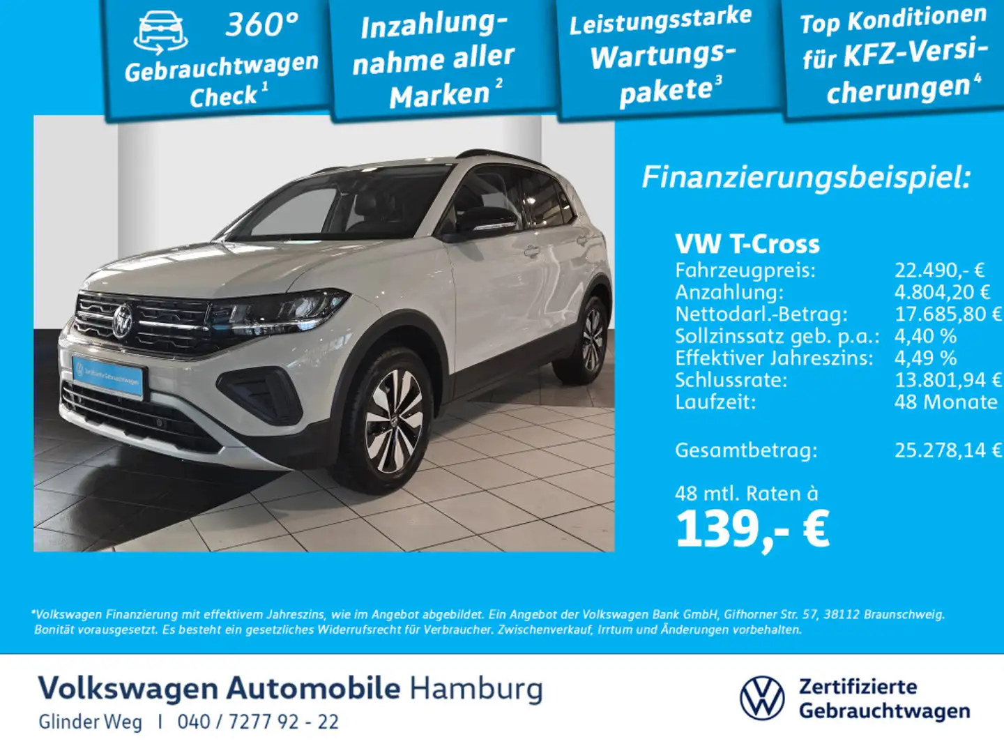 Volkswagen T-Cross 1.0 TSI Goal Ganzjahresreifen Navi Einpa Grau - 1