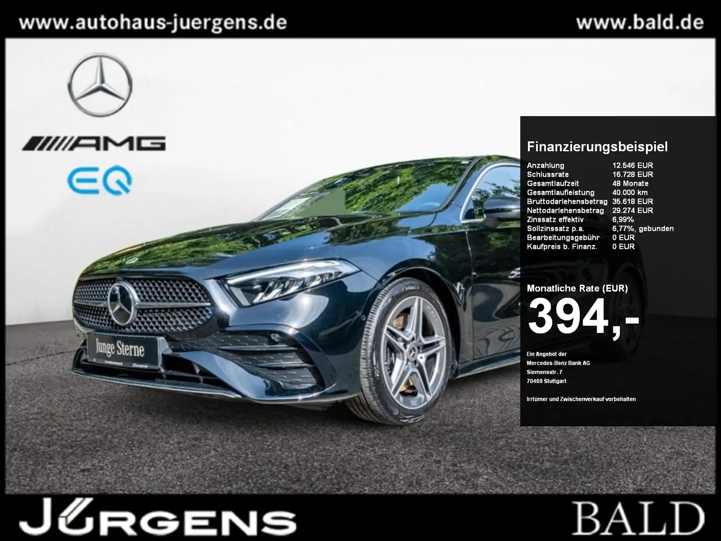 Mercedes-Benz A 250 4M Limo AMG-Sport/Burm/AHK/Distr/Keyl/Cam Schwarz - 1