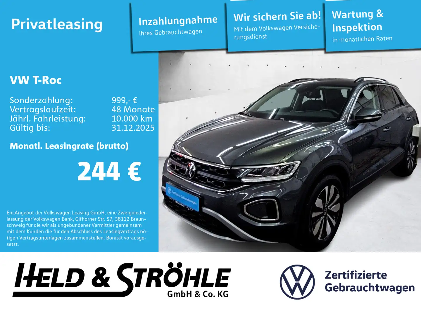 Volkswagen T-Roc Move 1.0 TSI AHK LED NAV PDC SHZ APP DAB+ Grigio - 1