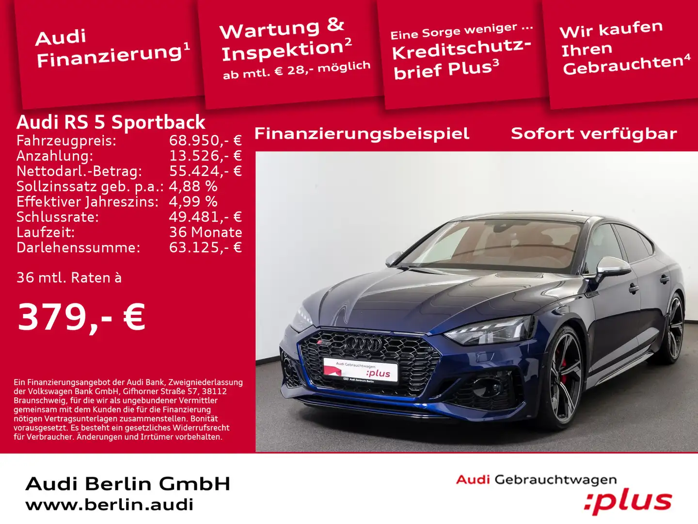 Audi RS5 tiptr. MATRIX 360°K PANO B&O Modrá - 1