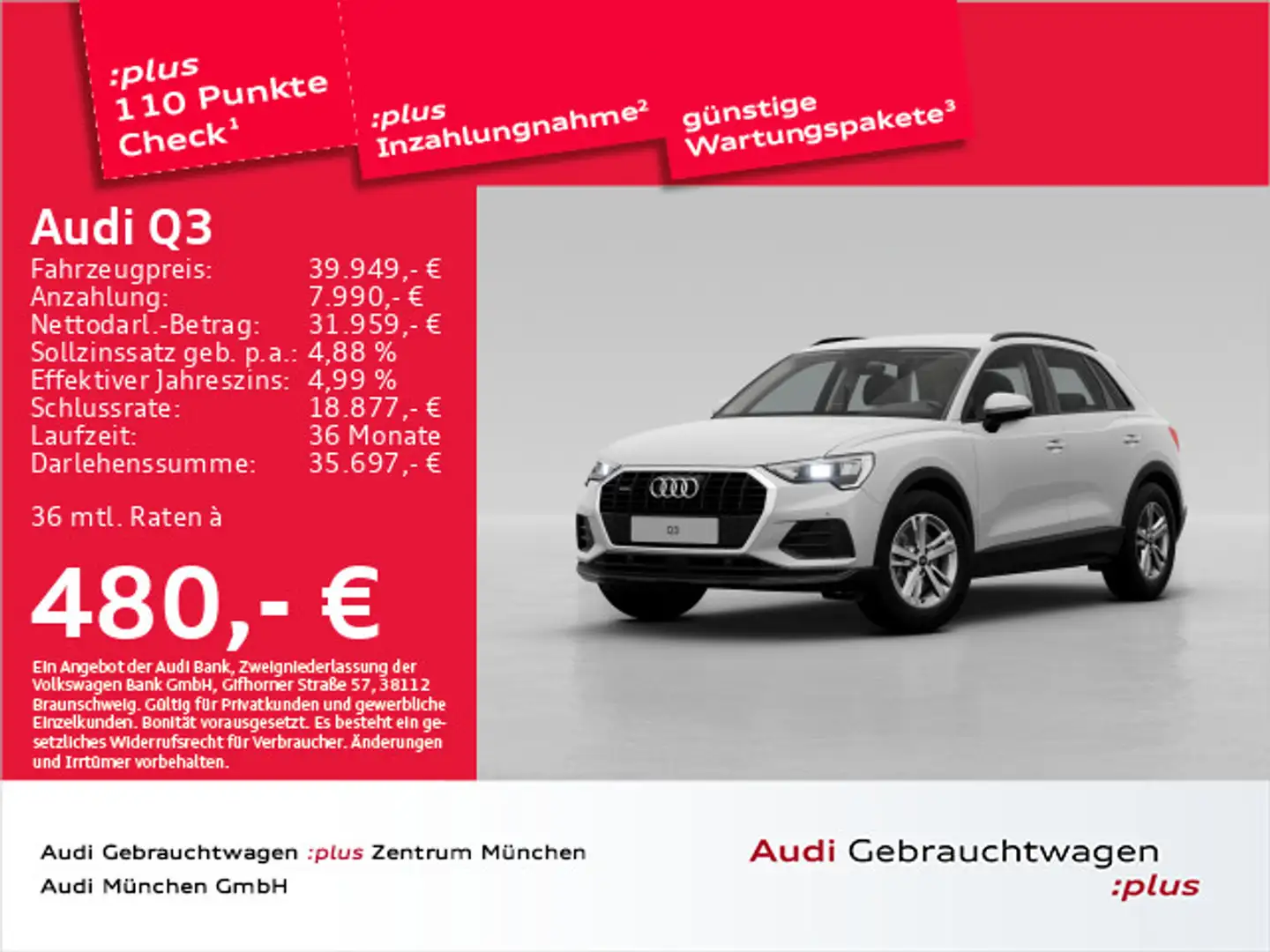 Audi Q3 40 TDI qu. S tronic StdHzg/Navi+/ACC Weiß - 1