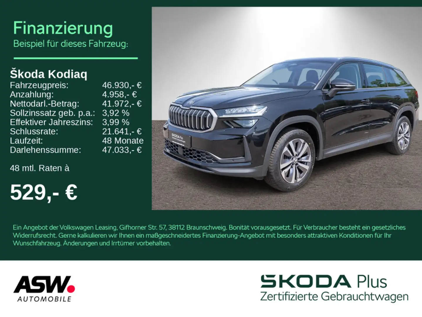 Skoda Kodiaq Selection 4x4 2.0TDI DSG Nav 360° ACC AHK Schwarz - 1