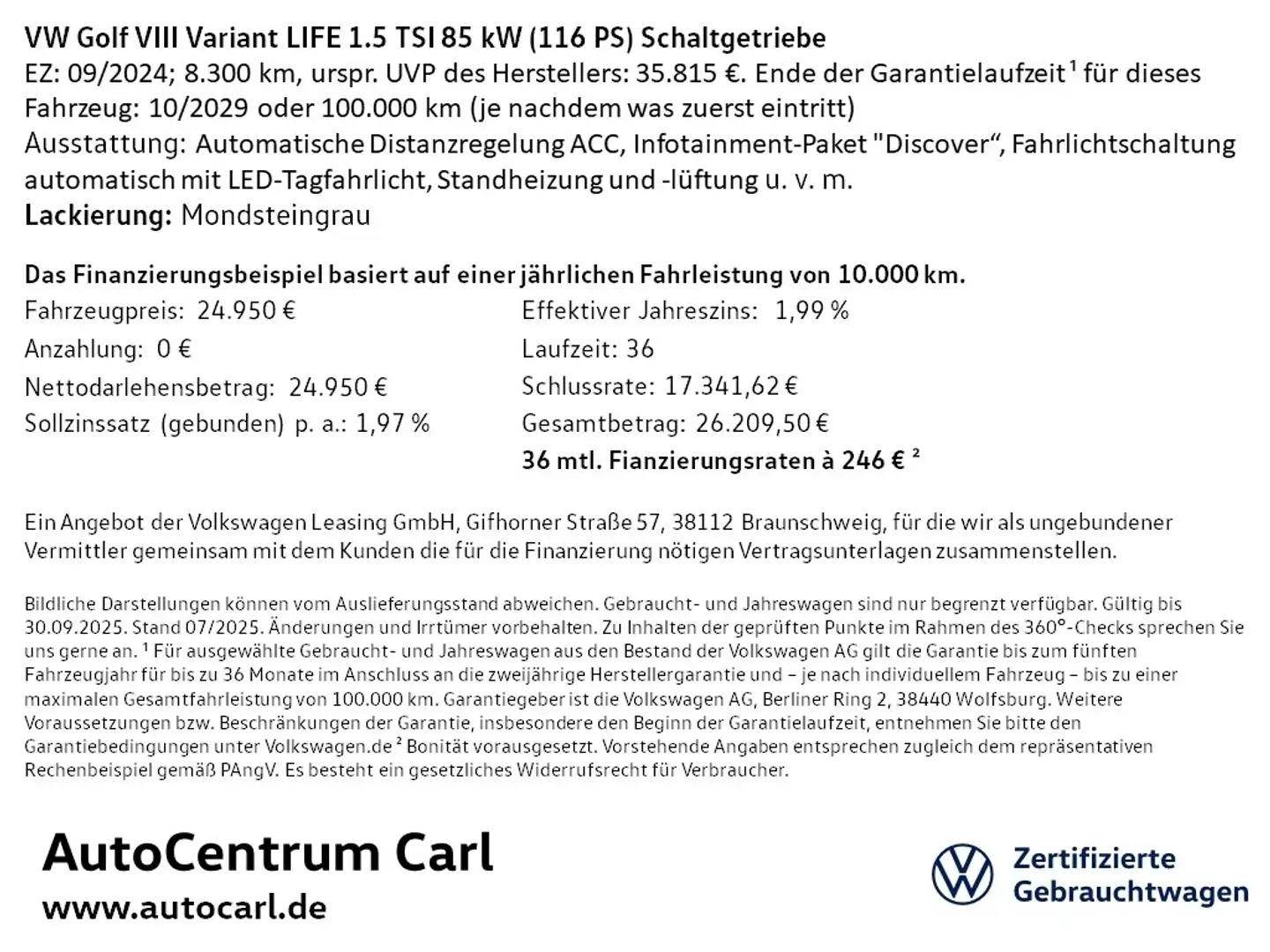 Volkswagen Golf Variant VIII Variant Life 1.5 TSI STH/NAV/SHZ KLIMA LED N Gris - 2
