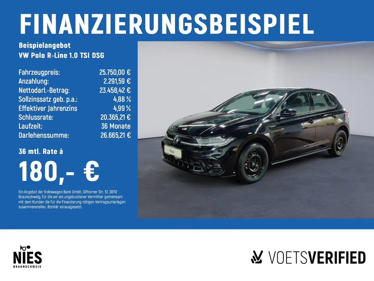 Volkswagen Polo R-Line 1.0 TSI DSG NAVI+ACC+MATRIX-LED Schwarz - 2