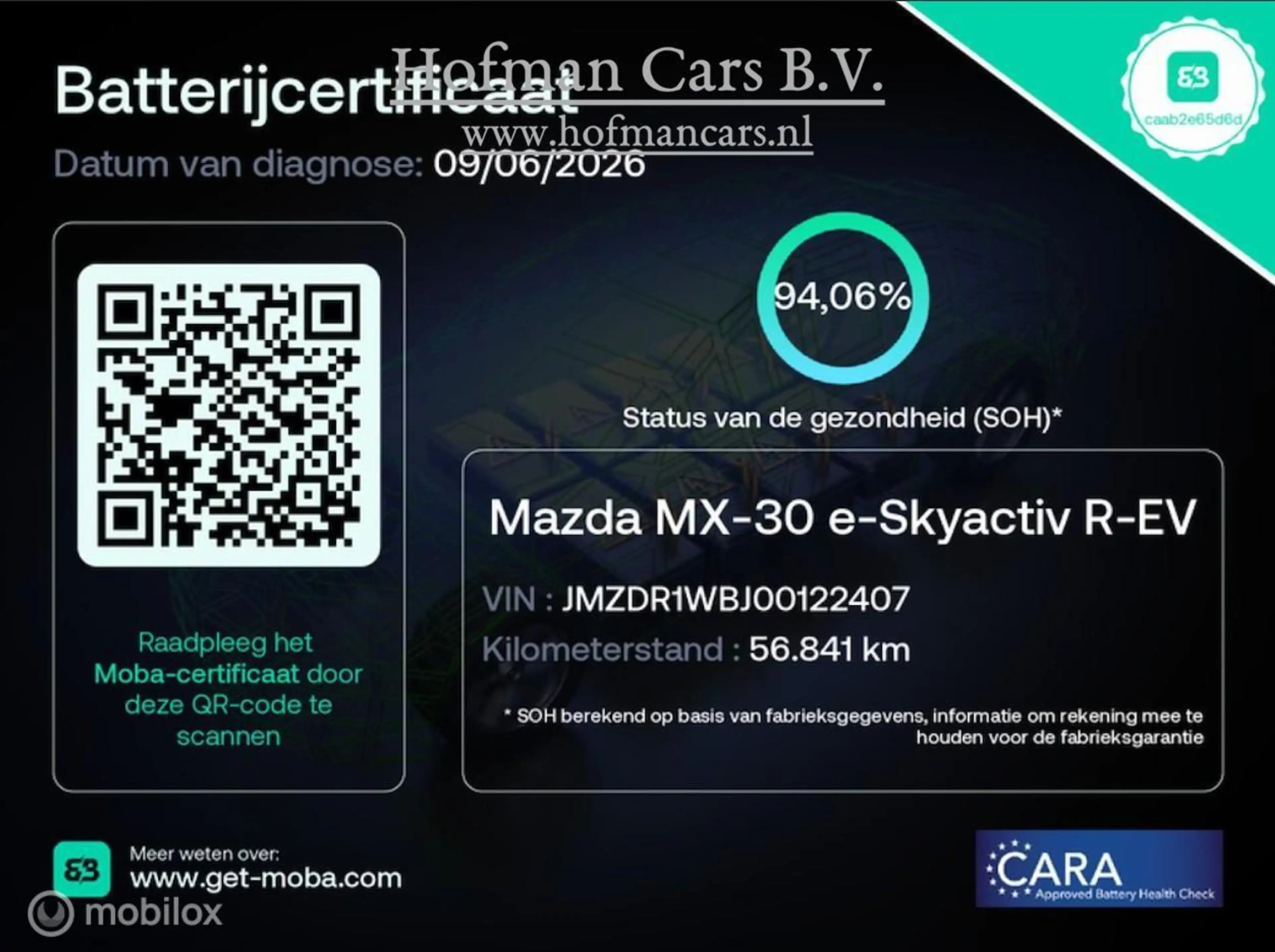 Mazda MX-30 e-SkyActiv 145 - SOH 94% - 36 kWh – NAP – Camera - — photo 2