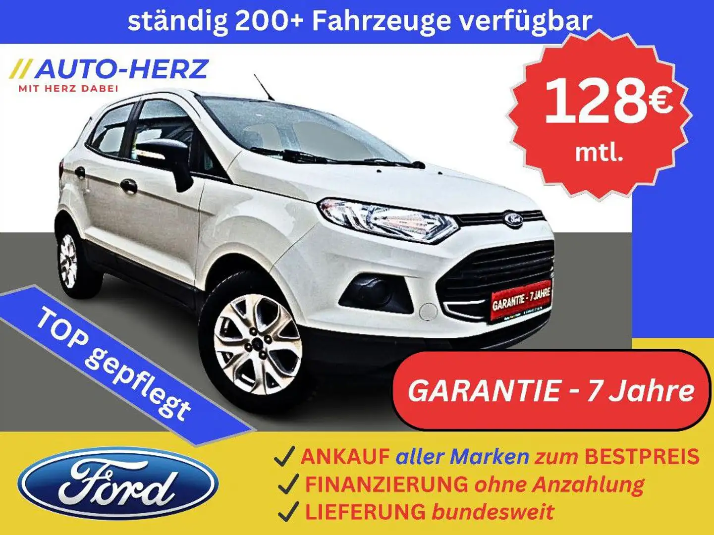 Ford EcoSport AUTOMATIK Klima+PDC+Navi+Allwetter Beyaz - 1