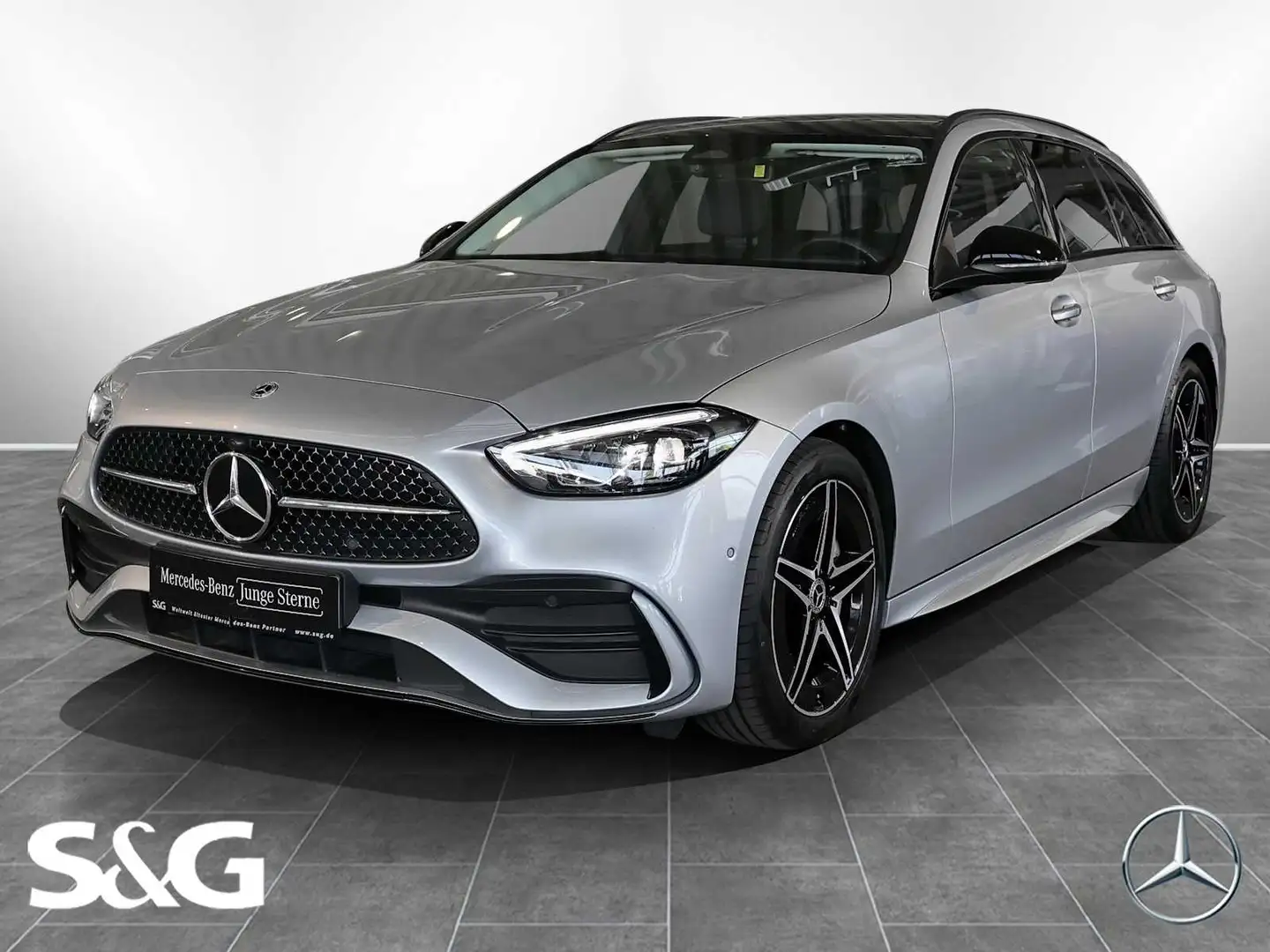 Mercedes-Benz C 200 T AMG PANO+AHK+NIGHTPAKET+MEMORY+TOTWINKEL Argintiu - 1