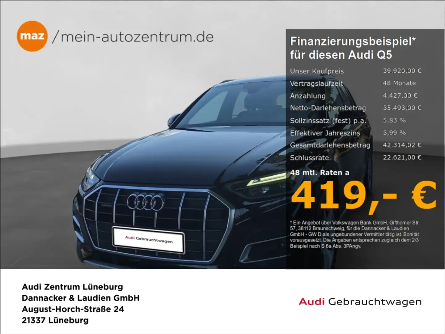 Audi Q5 40 2.0 TFSI quattro advanced Alu LED AHK Kamera AC Schwarz - 1