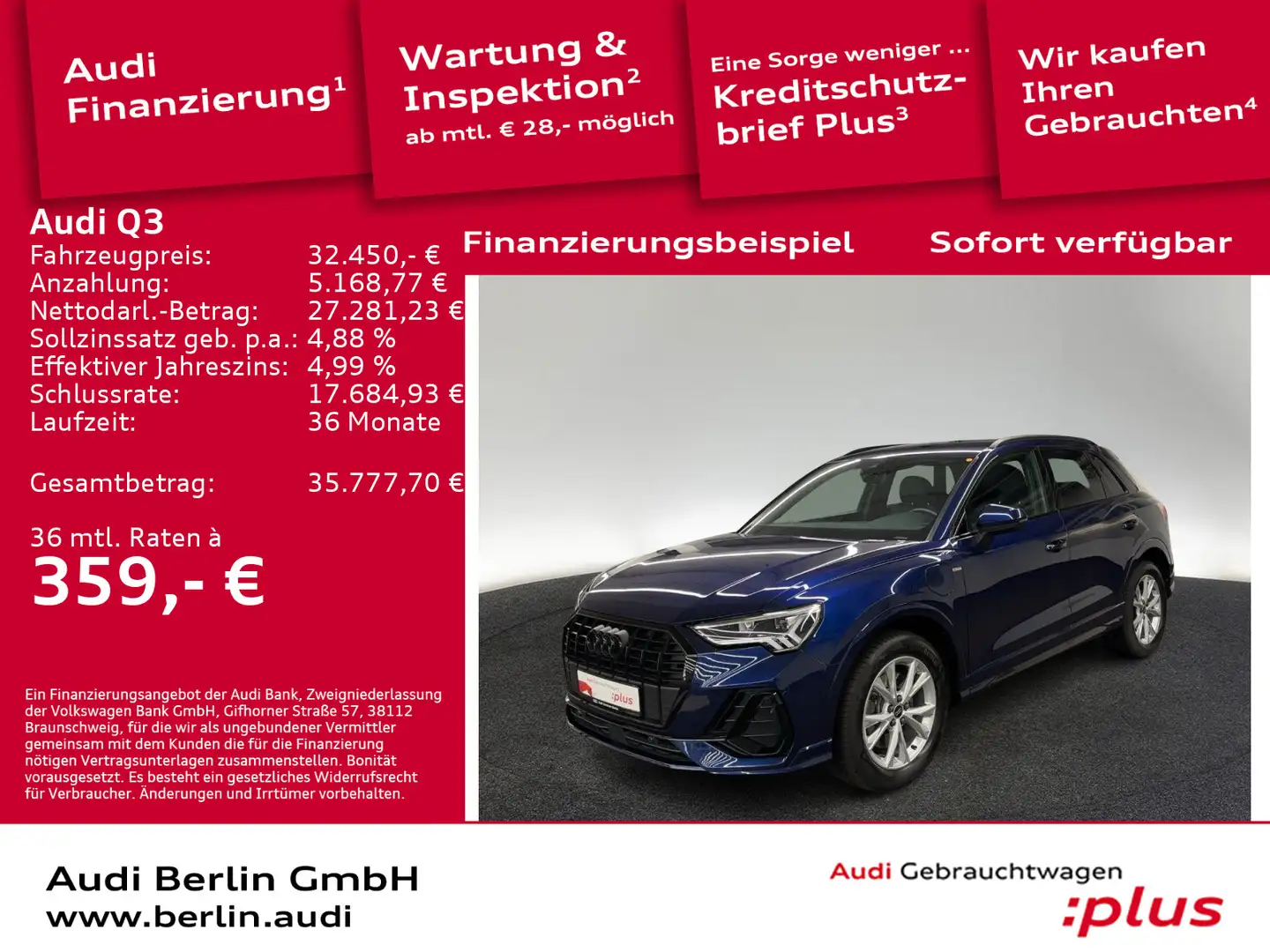 Audi Q3 S line 45 TFSI e S tronic LED NAVI VIRTUAL Blau - 1