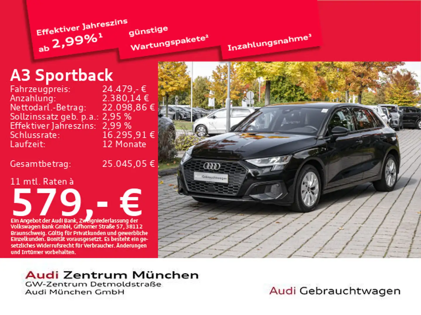 Audi A3 40 TFSI e S tronic SitzHzg/PDC Schwarz - 1