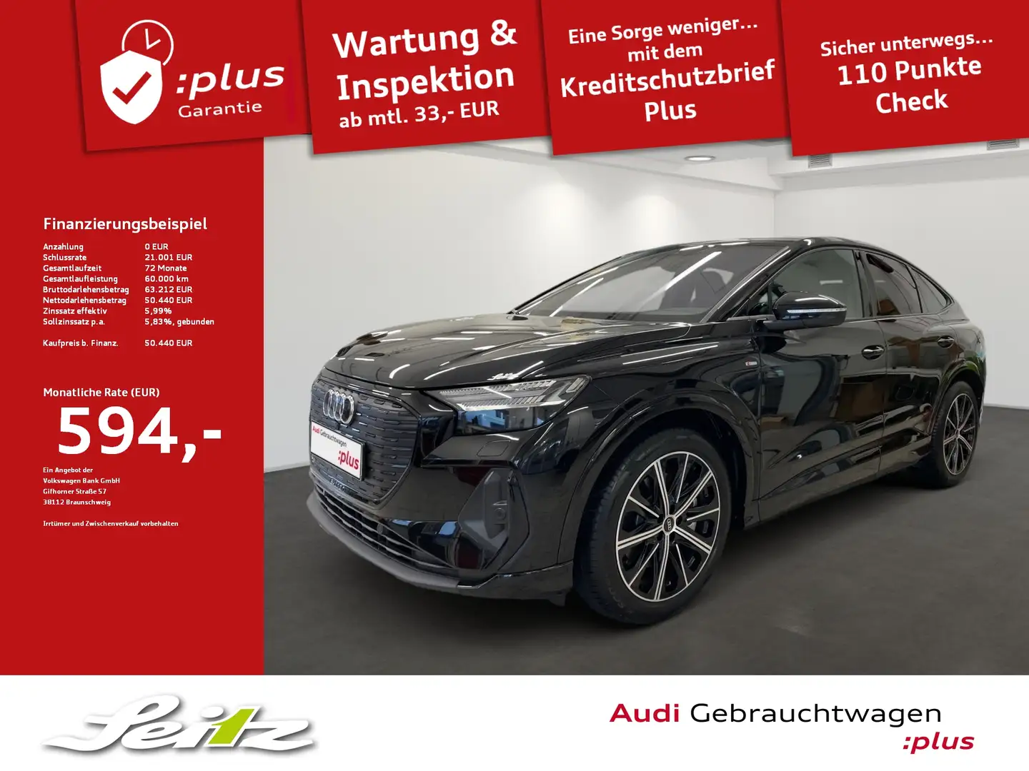 Audi Q4 e-tron Q4 Sportback 45 e-tron quattro *AHK*HEAD-UP*SONOS* Schwarz - 1