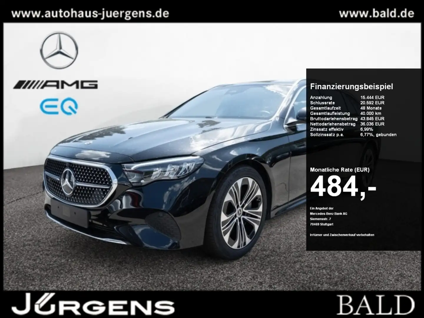 Mercedes-Benz E 300 de 4M T Avantgarde/LED/Cam/Burm/Sitzklima Schwarz - 1