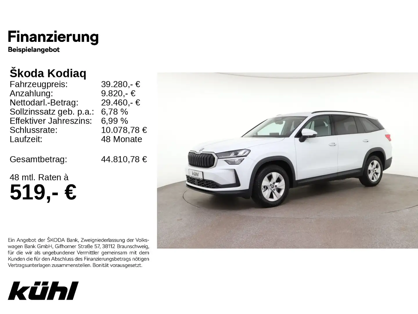Skoda Kodiaq 2.0 TDI DSG Selection LED/ACC/Kamera/Navi Weiß - 1