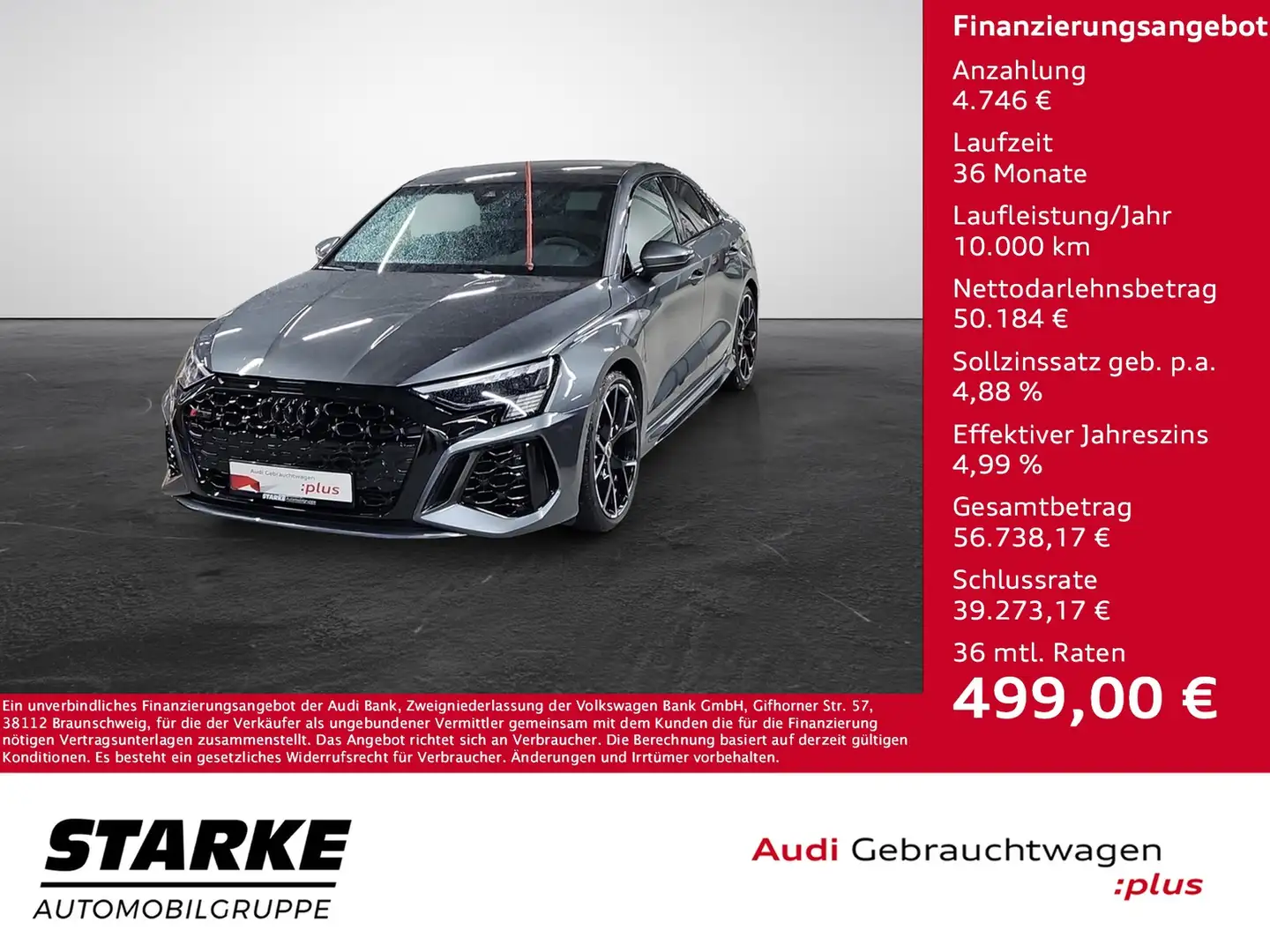 Audi RS3 RS 3 Limousine TFSI S tronic quattro NaviPlus M... Grau - 1