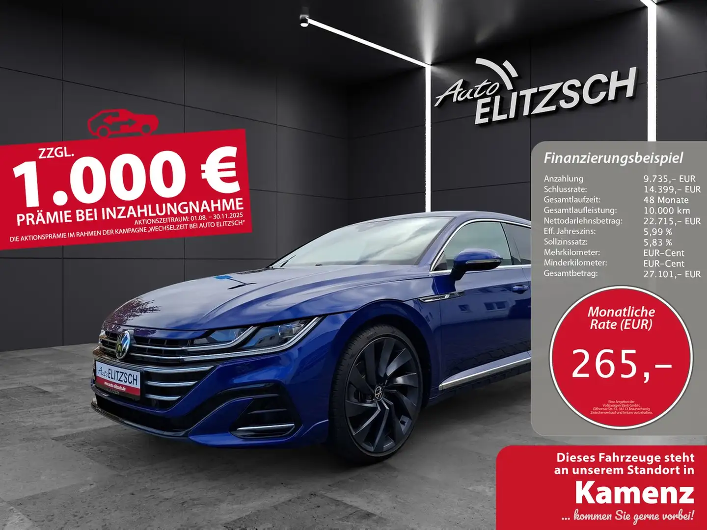 Volkswagen Arteon SB TSI R-Line DSG LED Navi ACC PDC SH 20" Blau - 1