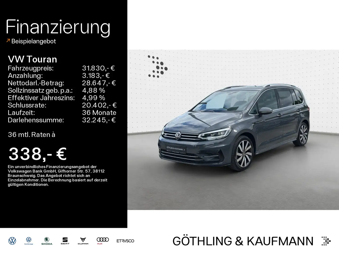Volkswagen Touran R-line 1.5 TSI 110kW*DSG*7Sitzer*PANO*ACC Szary - 1