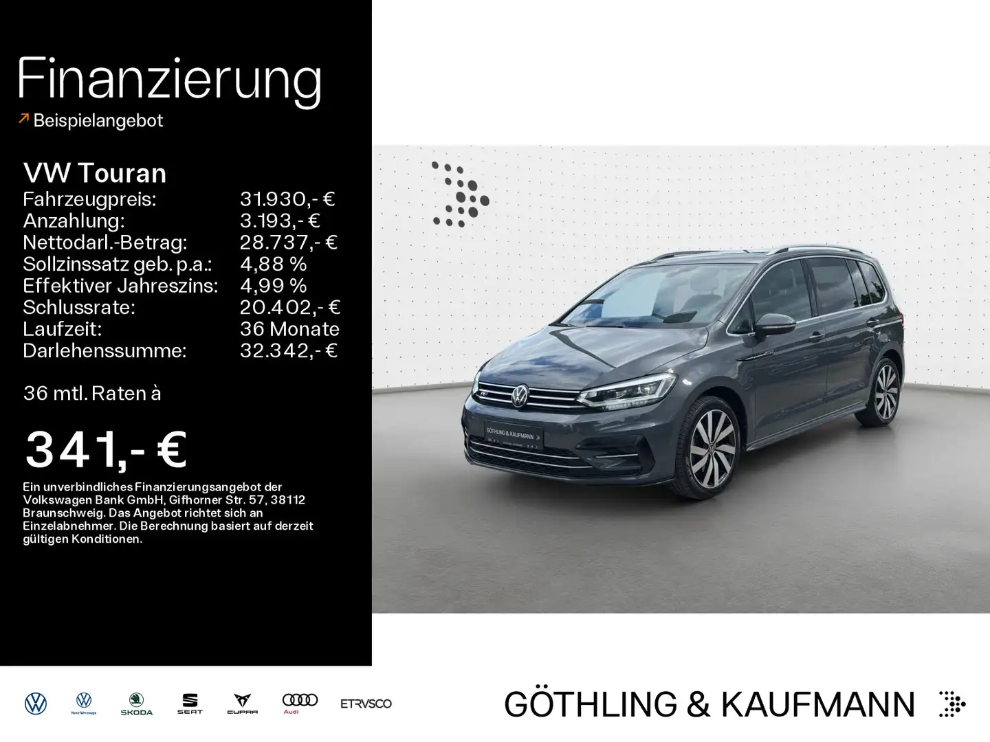 Volkswagen Touran R-line 1.5 TSI 110kW*DSG*7Sitzer*PANO*ACC Gris - 1