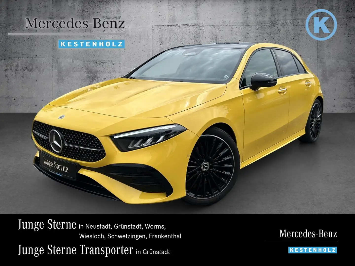 Mercedes-Benz A 200 A 200 AMG+PANO+BURME+NIGHT+360°+KEY-GO+TOTWINKEL Geel - 1