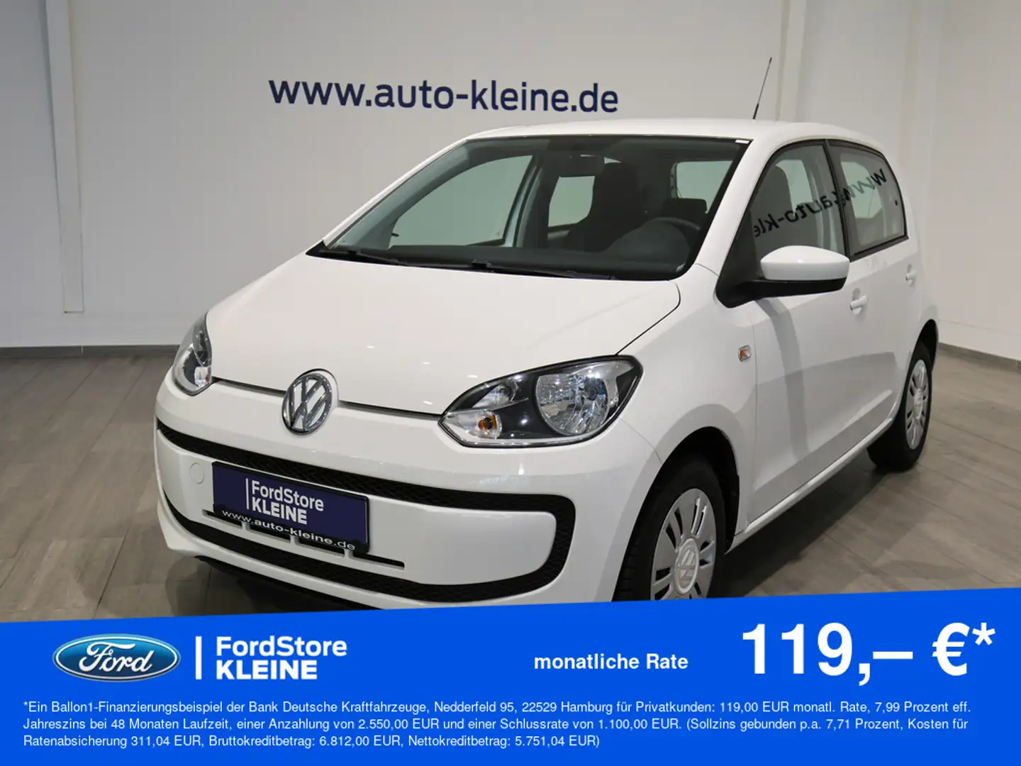 Volkswagen up! 1.0 move up! +KLIMA +MP3 +SOUNDSYSTEM Weiß - 1