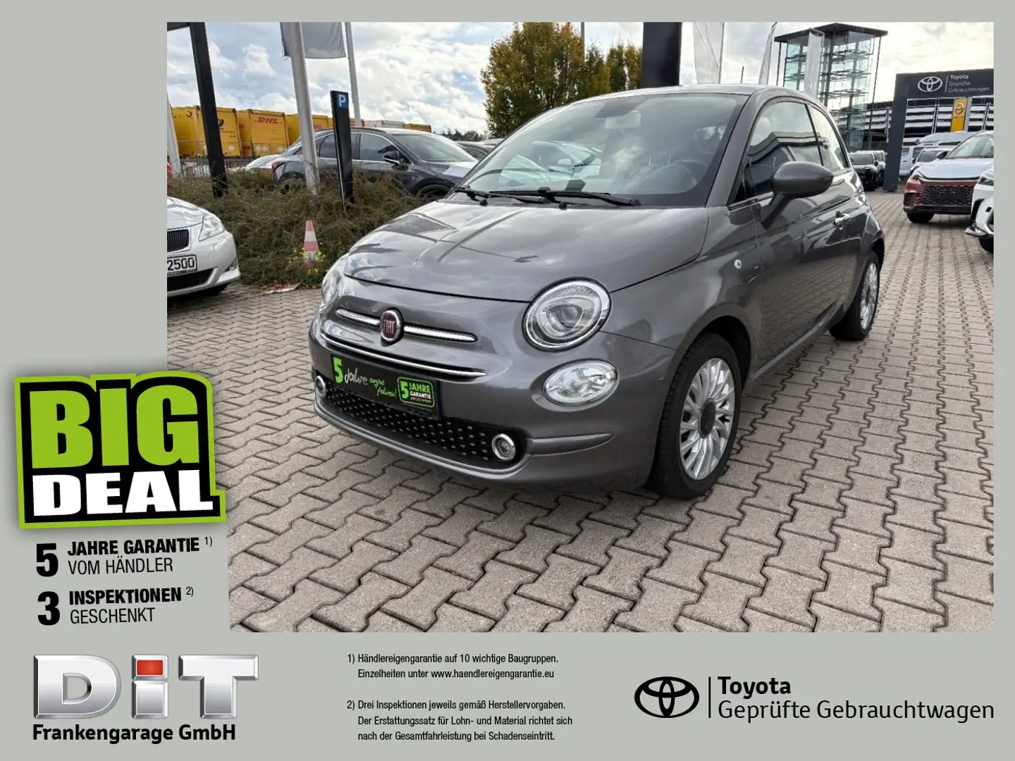 Fiat 500 1.2 8V ECO Lounge Pano, AppleCarPlay, 8-fach Grau - 1