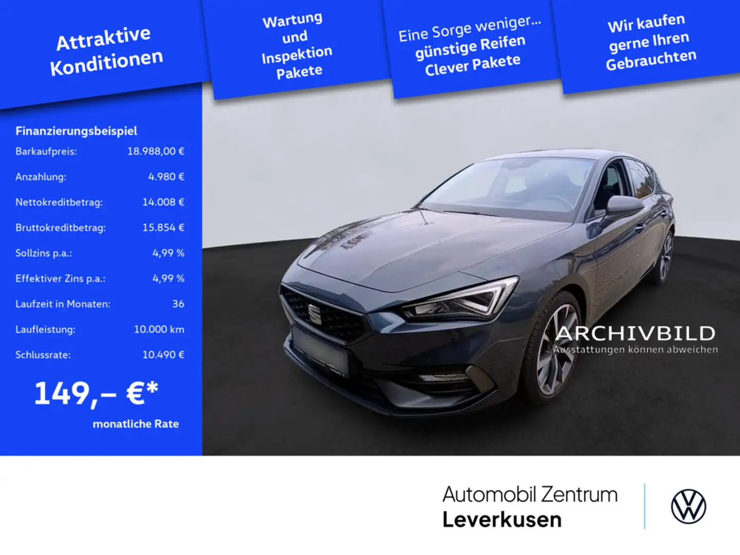 SEAT Leon FR CARPLAY PDC VIRT LED NAVI SHZ ACC Schwarz - 1