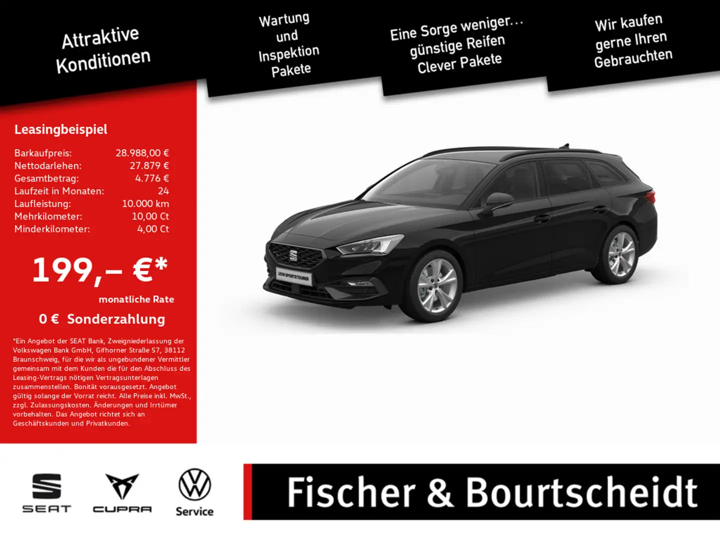 SEAT Leon Sportstourer 1.5 eTSI 110 kW FR ACC LED Schwarz - 1