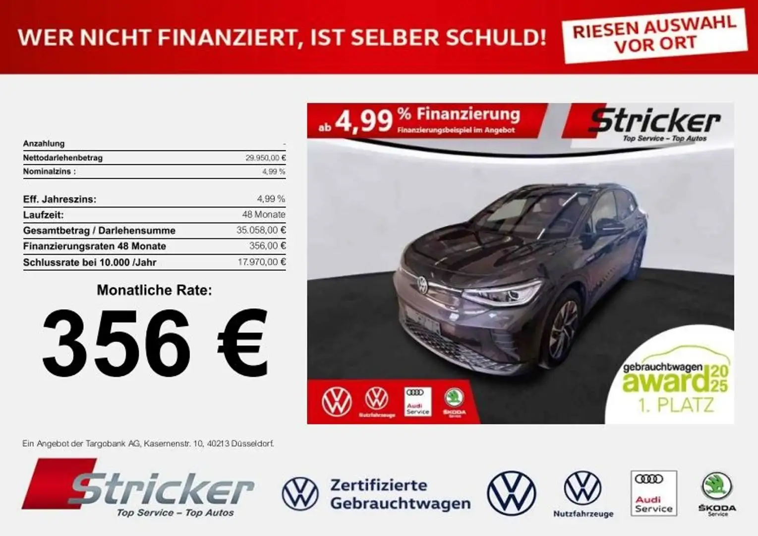 Volkswagen ID.4 Pro Performance 150/77 356,-ohne Anzahlung AHK Ap Grau - 1