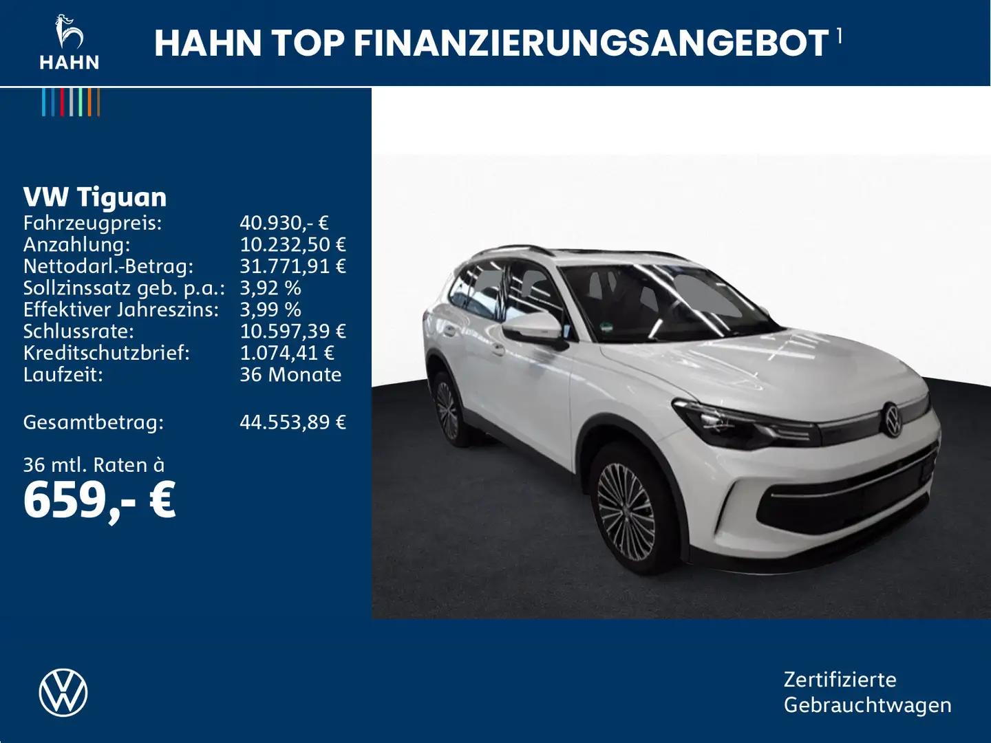Volkswagen Tiguan 2.0TDI DSG Life 360° AHK Pano LED Standh Weiß - 2