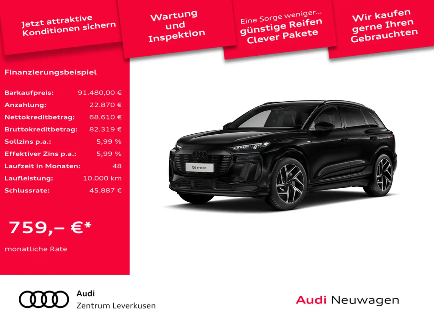 Audi Q6 e-tron quattro PANO STANDHZ HUD AHK 360° A Чёрный - 1