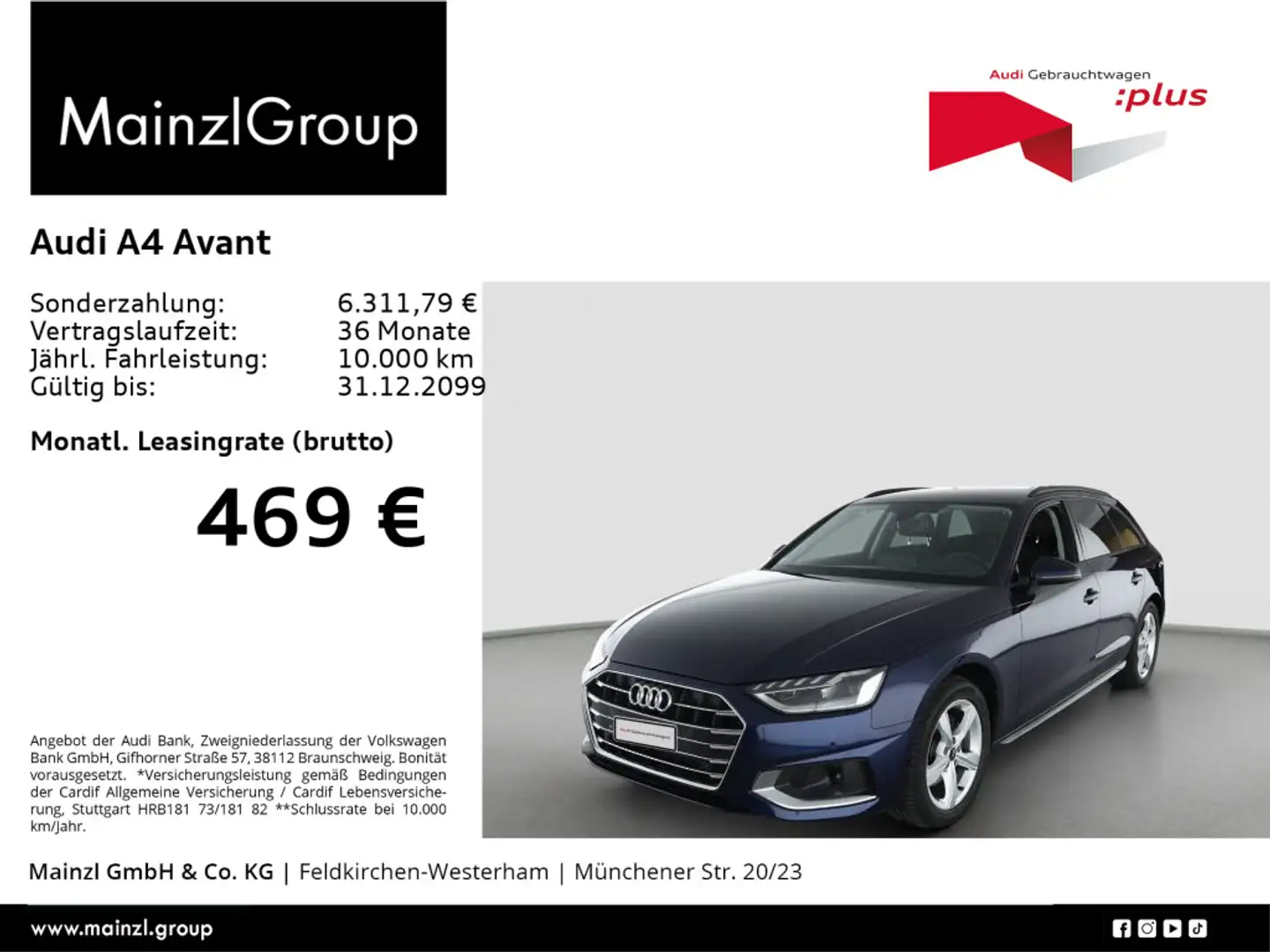 Audi A4 35 TDI S tronic LED Navi HUD Kam. SHZ Bleu - 1