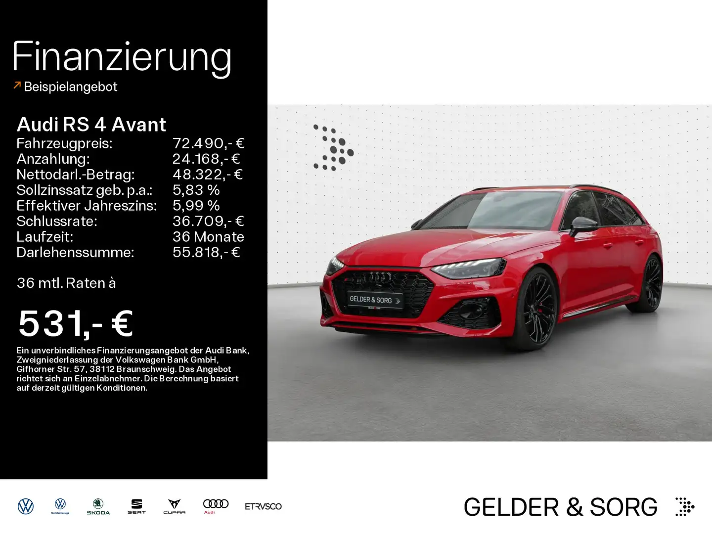 Audi RS4 RS4 Avant 2.9 TFSI qu. *Matrix*AHK*Pano*B&O*Tour Rosso - 1