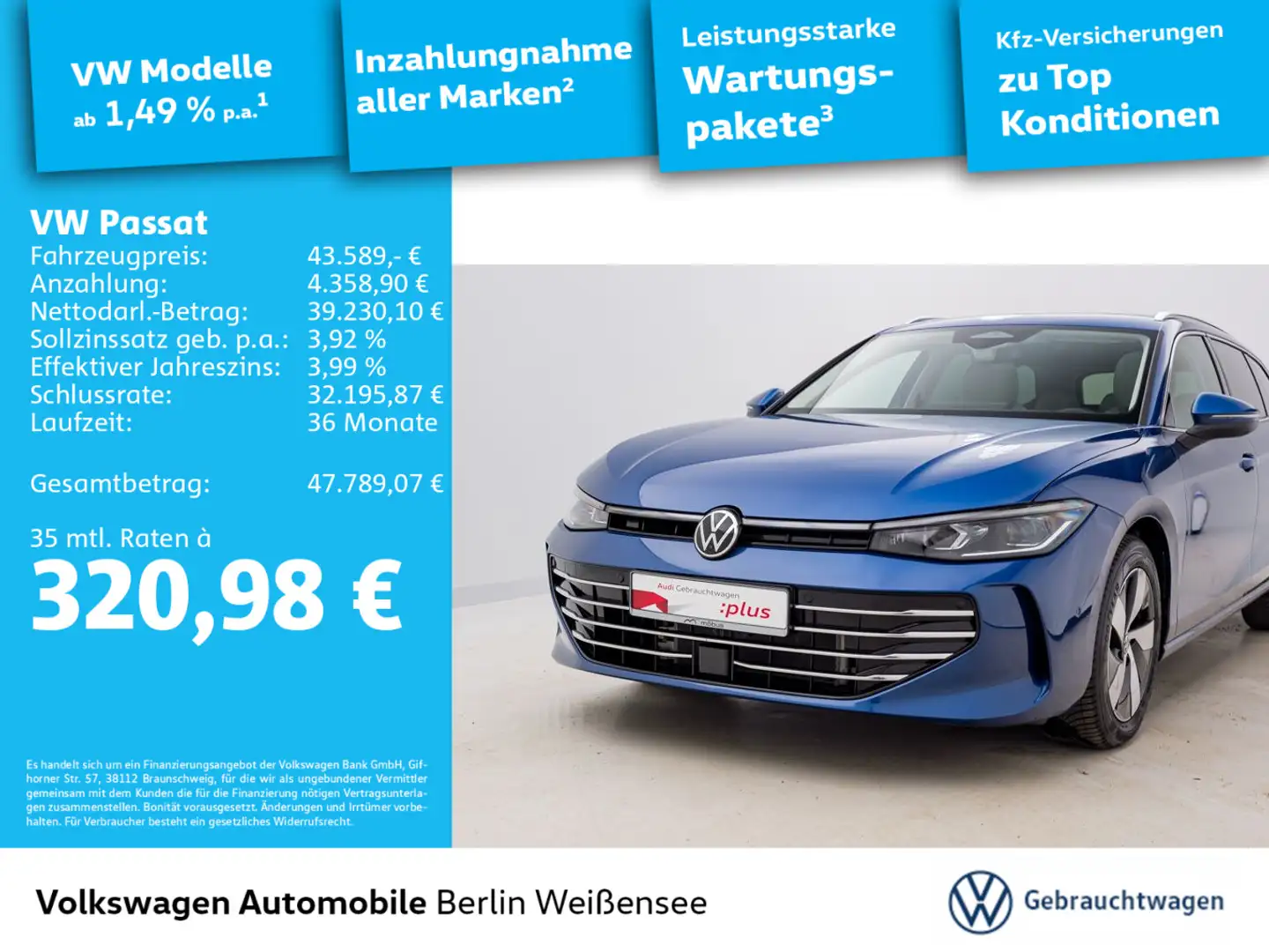 Volkswagen Passat 2.0 TDI Elegance 4Motion *DSG*AHK*APP*NAV Blau - 1