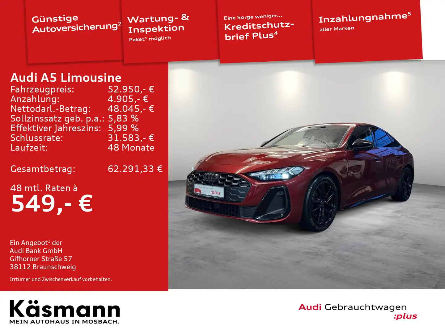 Audi A5 TFSI qu S line AHK MATRIX 360° NAV Rot - 2