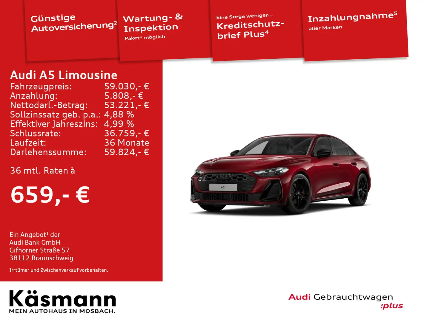 Audi A5 TFSI qu S line AHK MATRIX 360° NAV Rot - 1